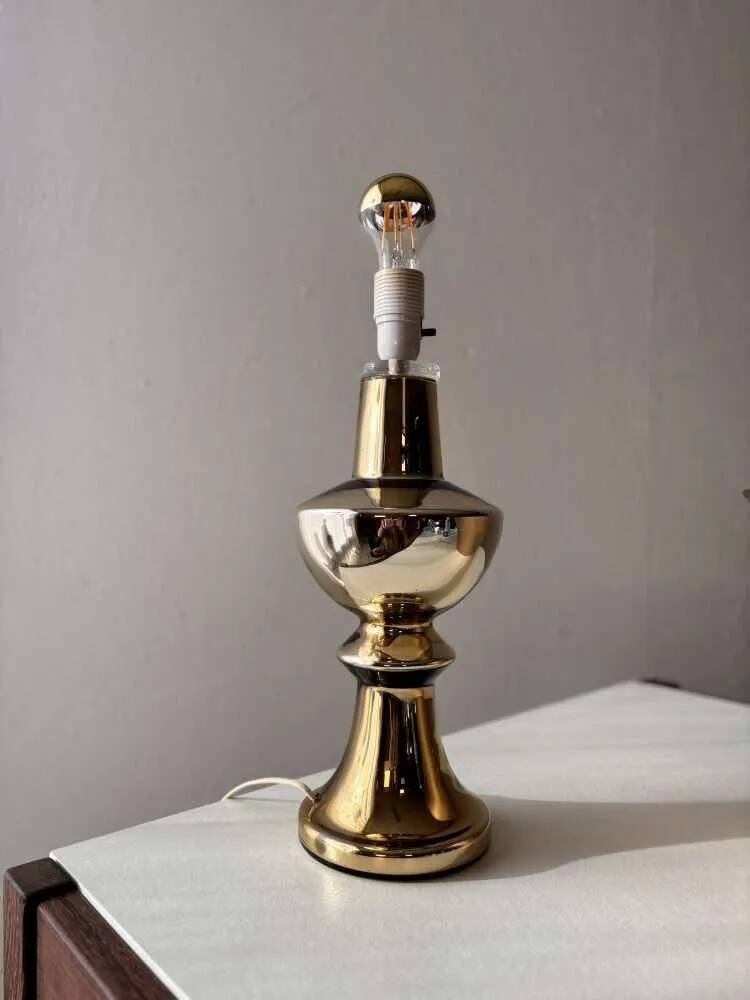 Gilded ceramic table lamp by Gustav Leek, Luxus, 1960s.