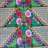 Brown wool rug with colorful boho flowers 142x196cm