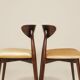 Modern Set of 6 Dining Chairs, Beige Pearl Velvet and Dark beech wood