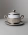 Blanc Porcelaine with Silver-Plated Lid Monopoli Italy 1950s Mid-Century Sugar Jam Bowl