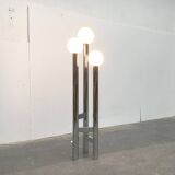 Vintage German floor lamp from the space age of the 1970s in glass and metal.