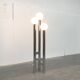 Vintage German floor lamp from the space age of the 1970s in glass and metal.