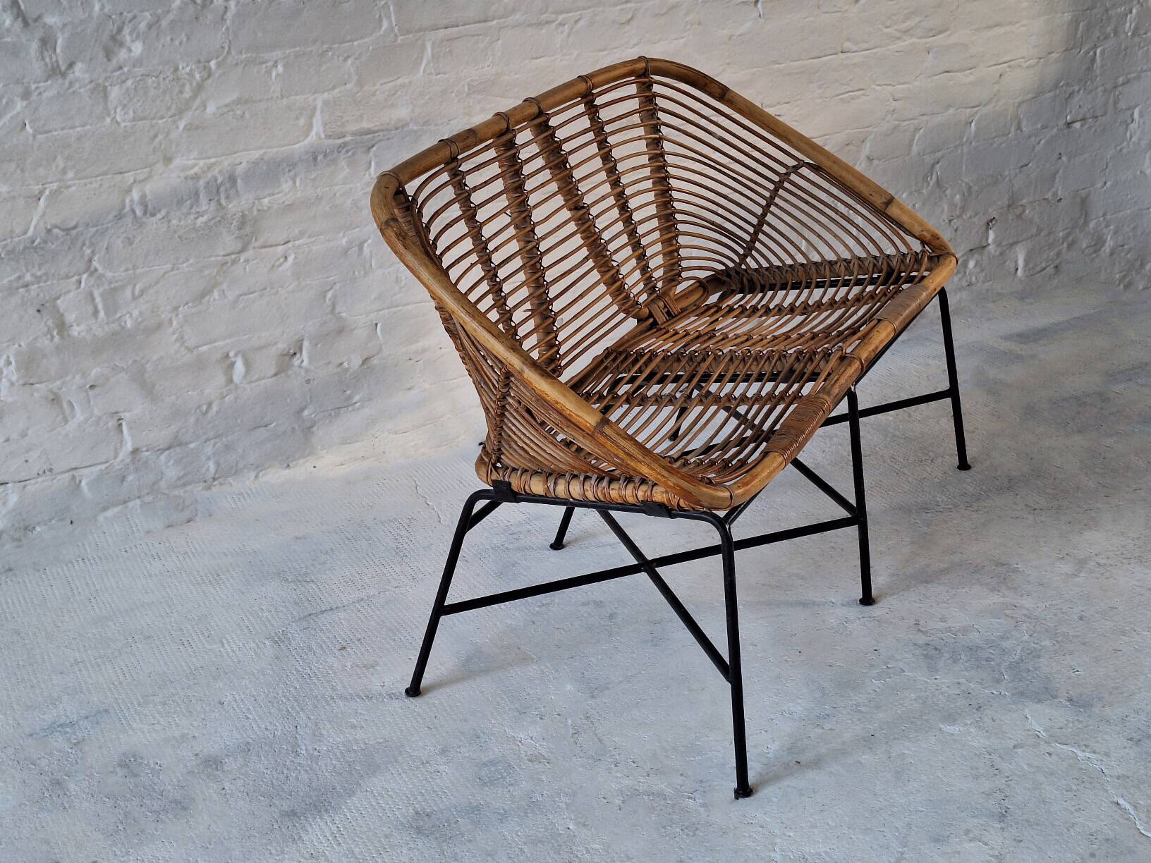 Italian mid century bamboo and iron 2-seater sofa, 1960s