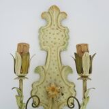 Pair of Italian wall lights in cream-colored sheet metal. 1970s