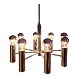 Space Age tubular chrome metal chandelier, 1970s
