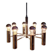 Lustre Space Age en métal chromé tubulaire, années 70