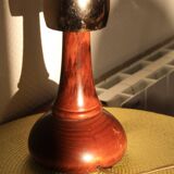 Lampe bois et verre en opaline vintage