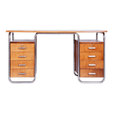 Bauhaus Restored Writing Desk Made in 1930s by Robert Slezak, Czechia, Beech Plywood, High Gloss