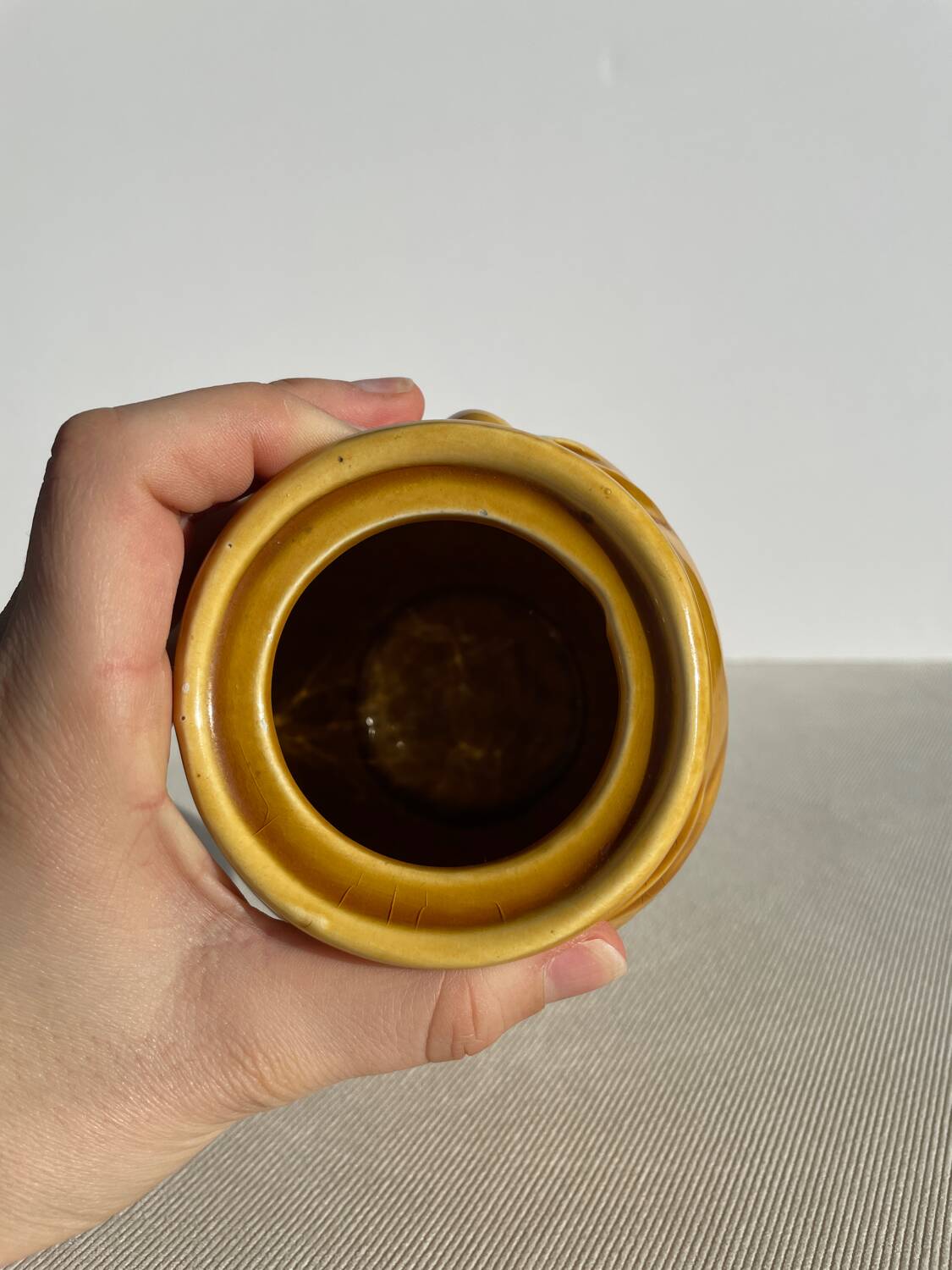 Provençal vase / Mustard yellow olive pot Proceram