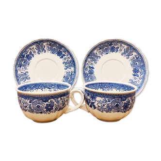 2 tea cups with Villeroy and Boch Burgenland saucers.