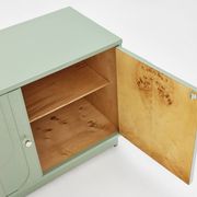 1970s Vintage Sideboard, Pastel Green, Relief, High-Gloss Finish, Chrome
