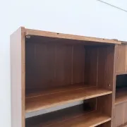 Scandinavian style bookshelf in teak and brass, 1950.