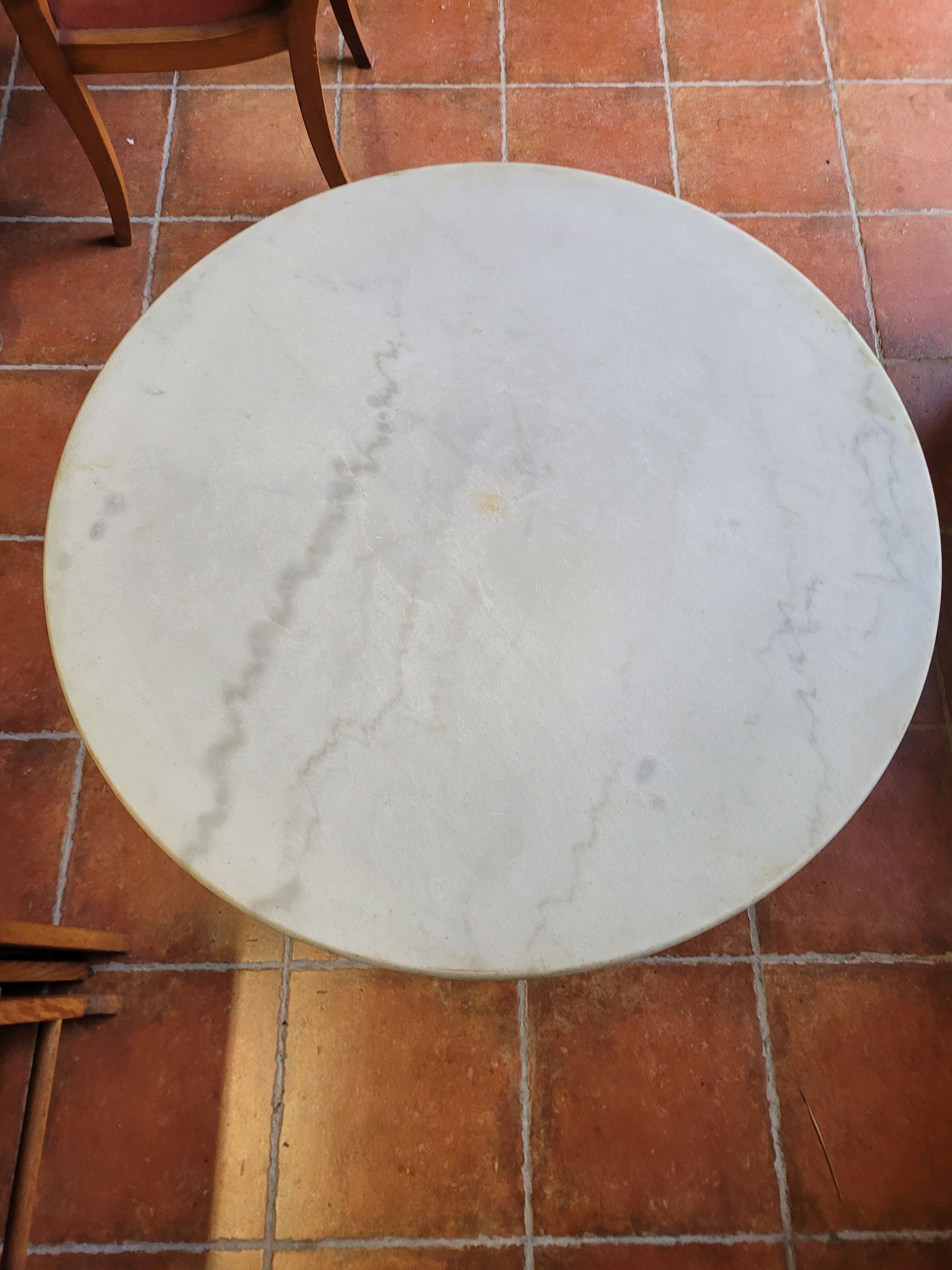 Bistro table base cast iron marble top