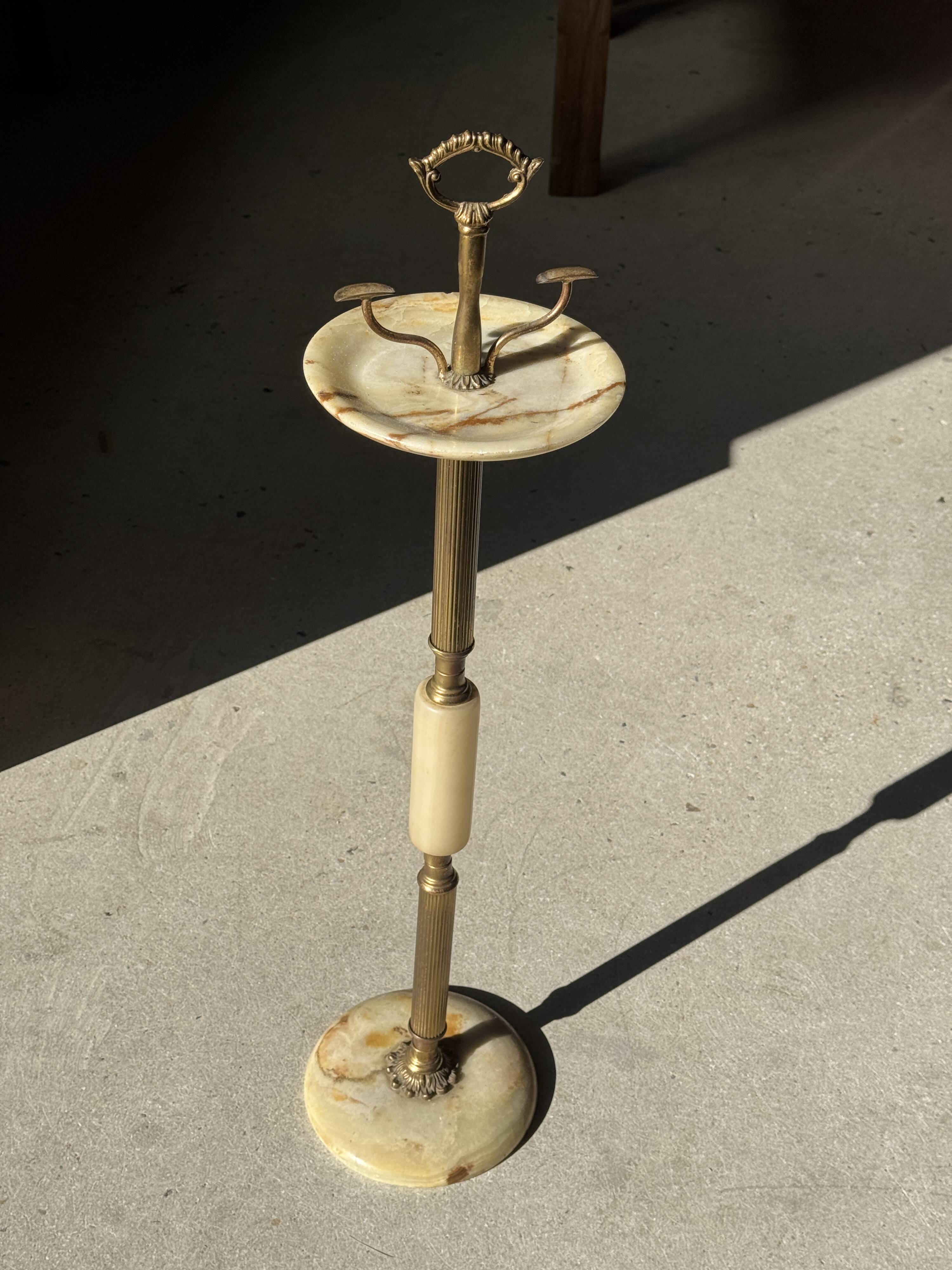 Marble and brass standing ashtray H74 D17