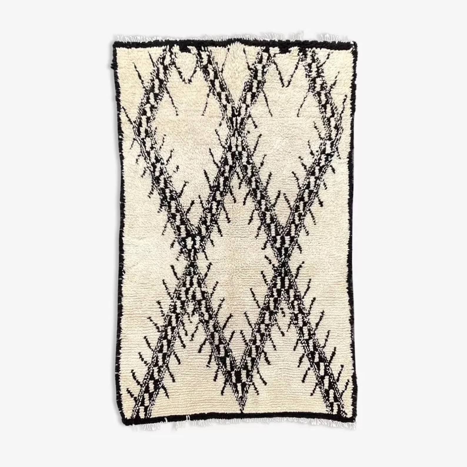 White Berber Beni Ourain wool rug 130x210 cm