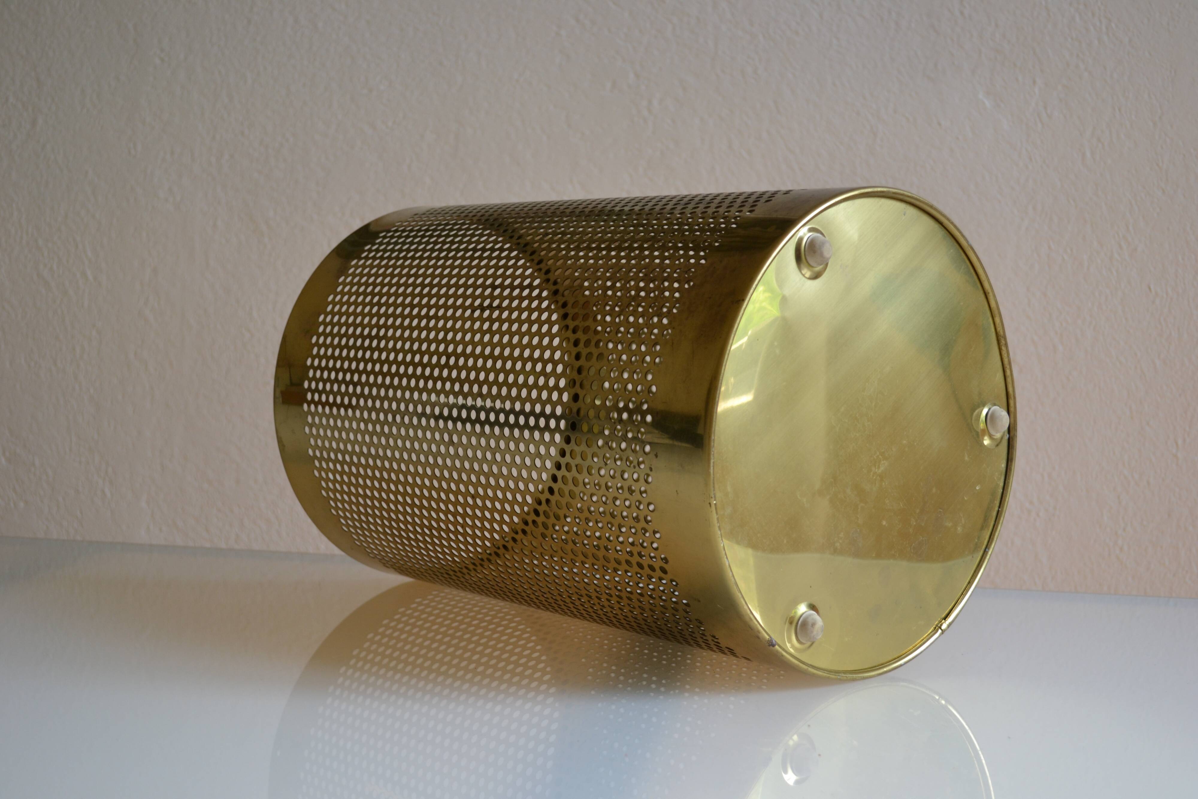 Postmodernist perforated brass wastepaper basket 1980 Memphis
