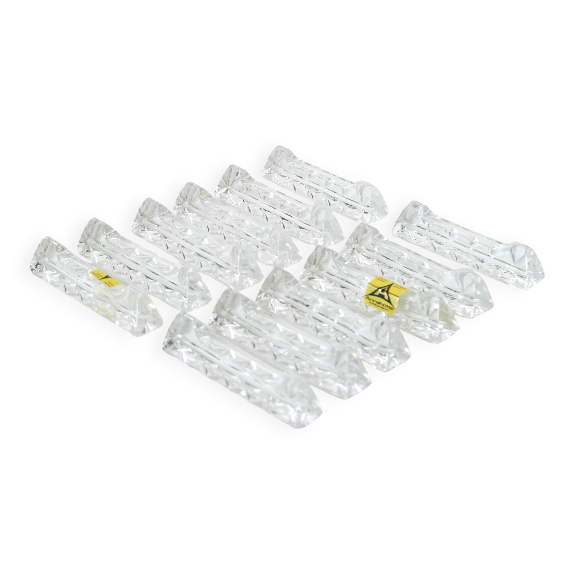 Set of 12 crystal knife rests, 1950