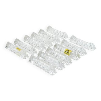 Set of 12 crystal knife rests, 1950