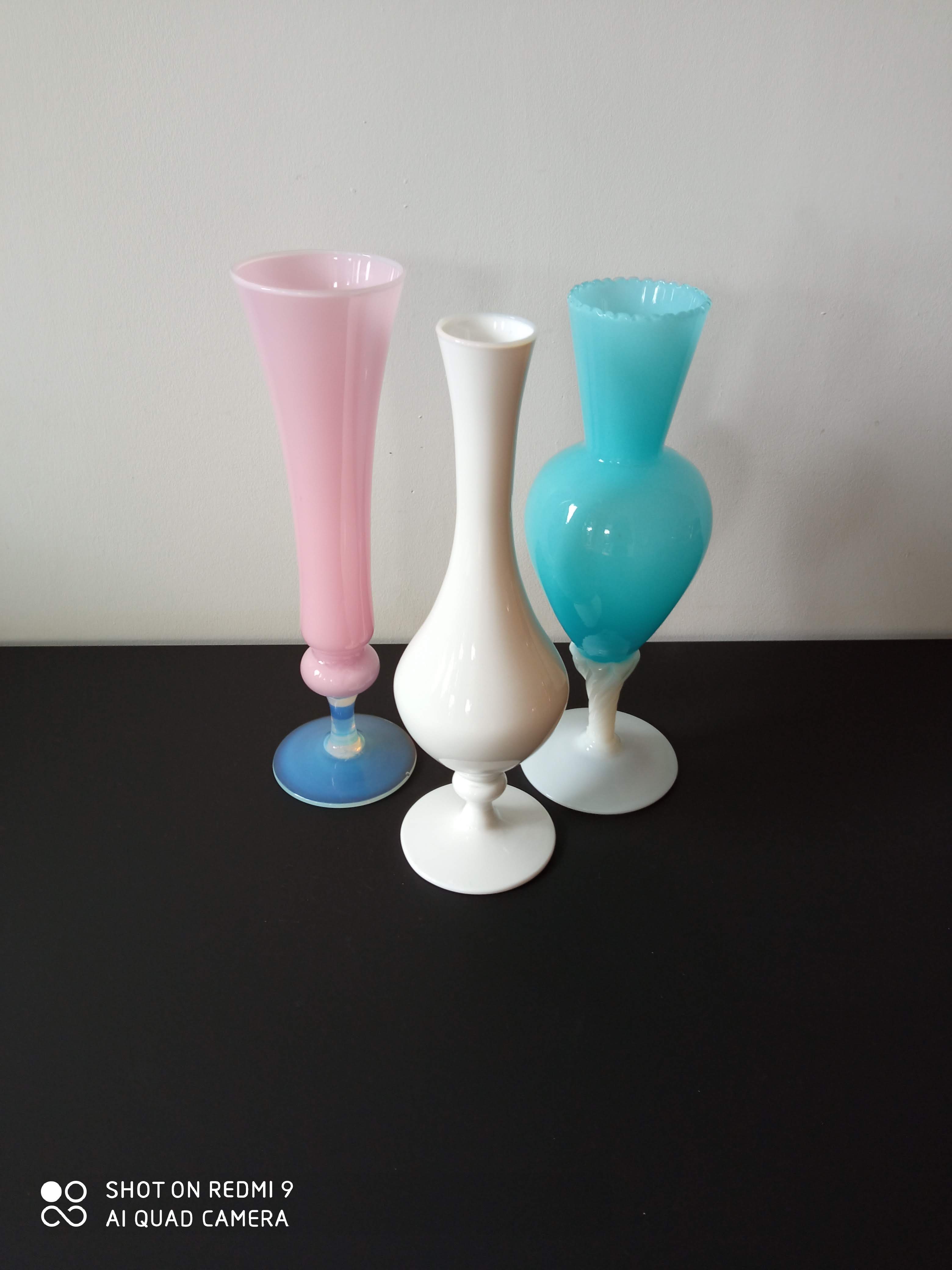 Trio of vases in vintage opaline