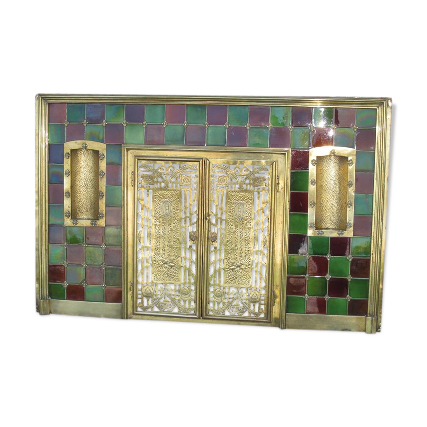 Firewall tiled fireplace plate