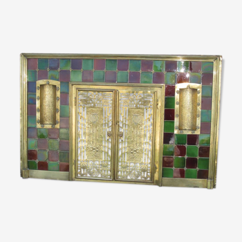 Firewall tiled fireplace plate