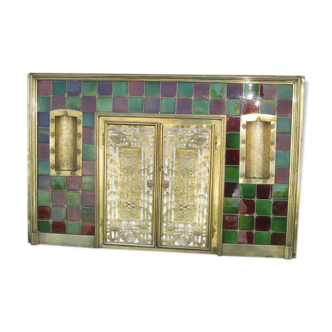 Firewall tiled fireplace plate