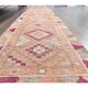 2'5x12'8 Vintage Orange Geometric Turkish Hand-Knotted Runner Rug 77x390