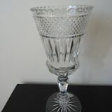 Old Bohemian cut crystal vase on foot 32 cm