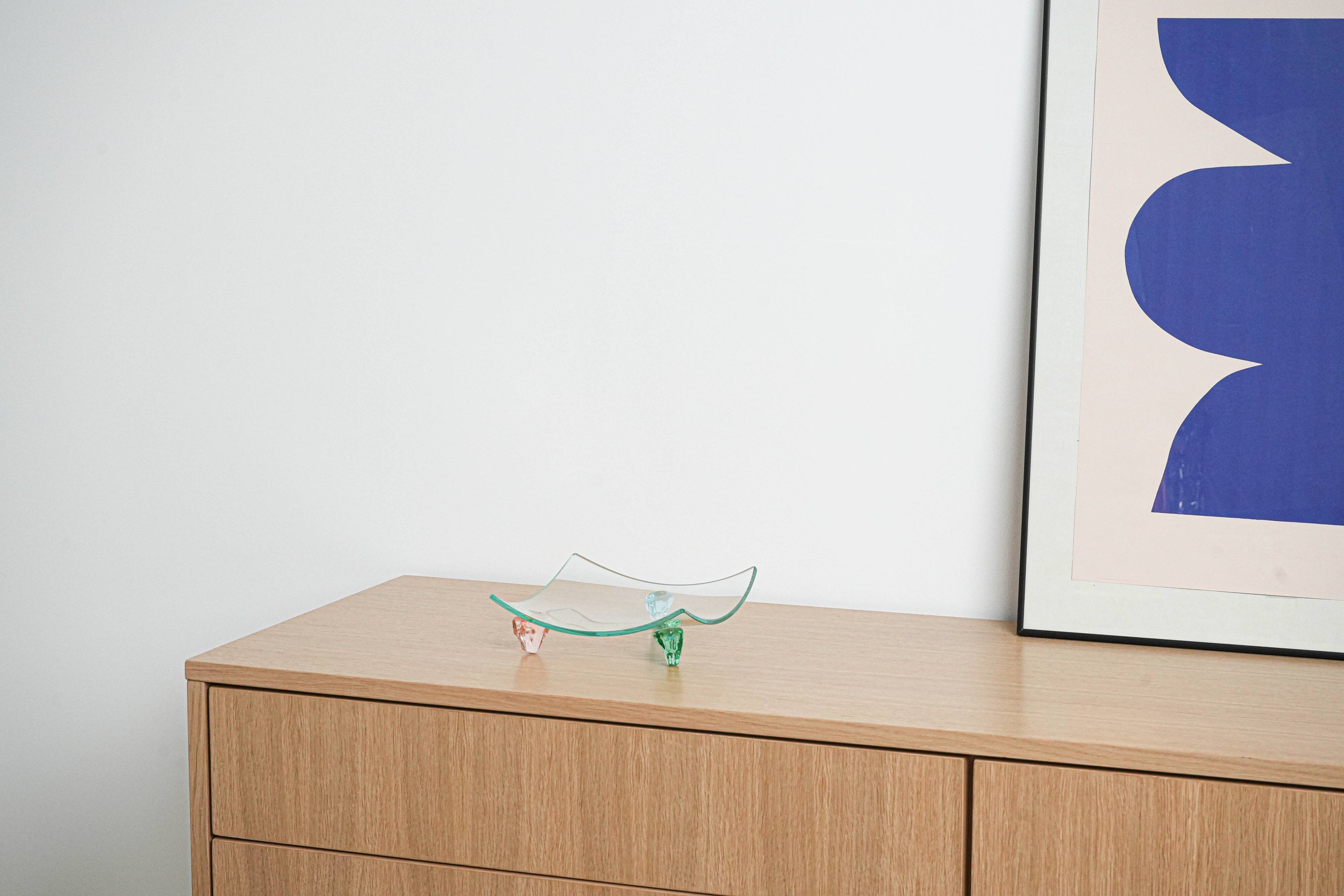 Plateau en verre, design italien, années 1970, fabriqué en Italie