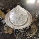 Bell with its vintage glass plate dimension: height -13cm- diameter plate -22.5cm-