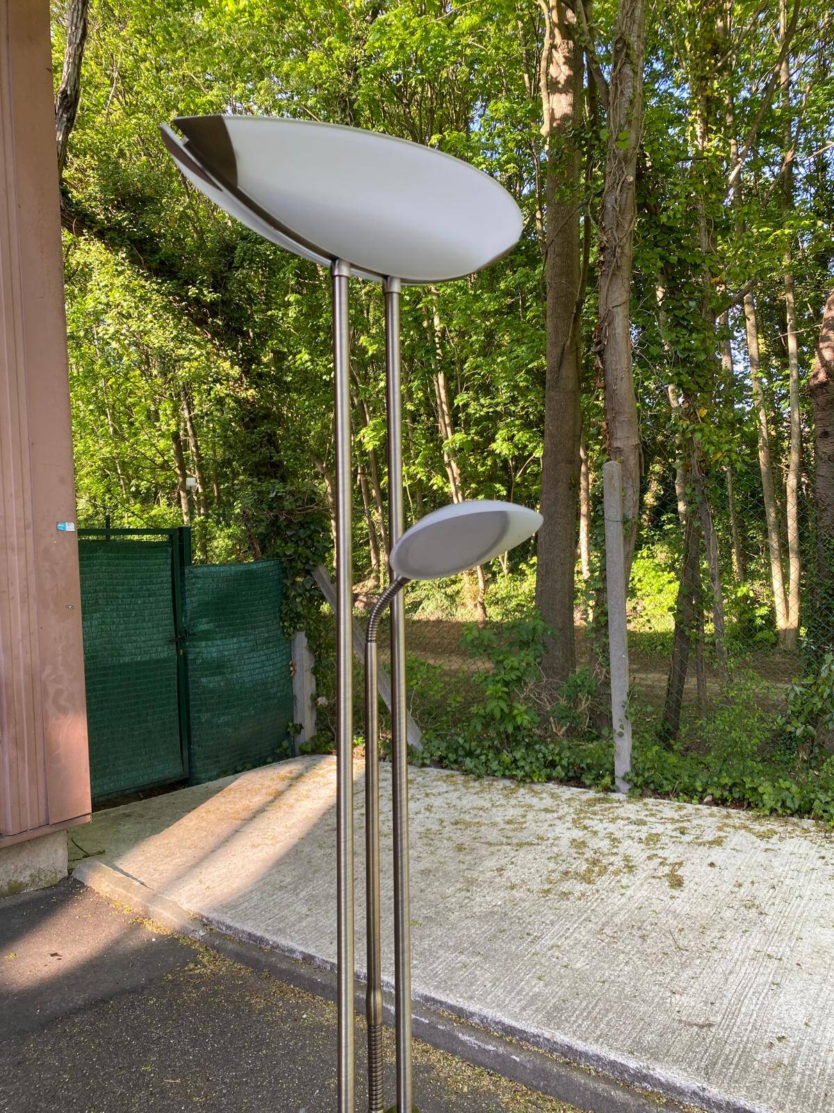 Dunakeszi vintage double floor lamp in chrome steel with reading light