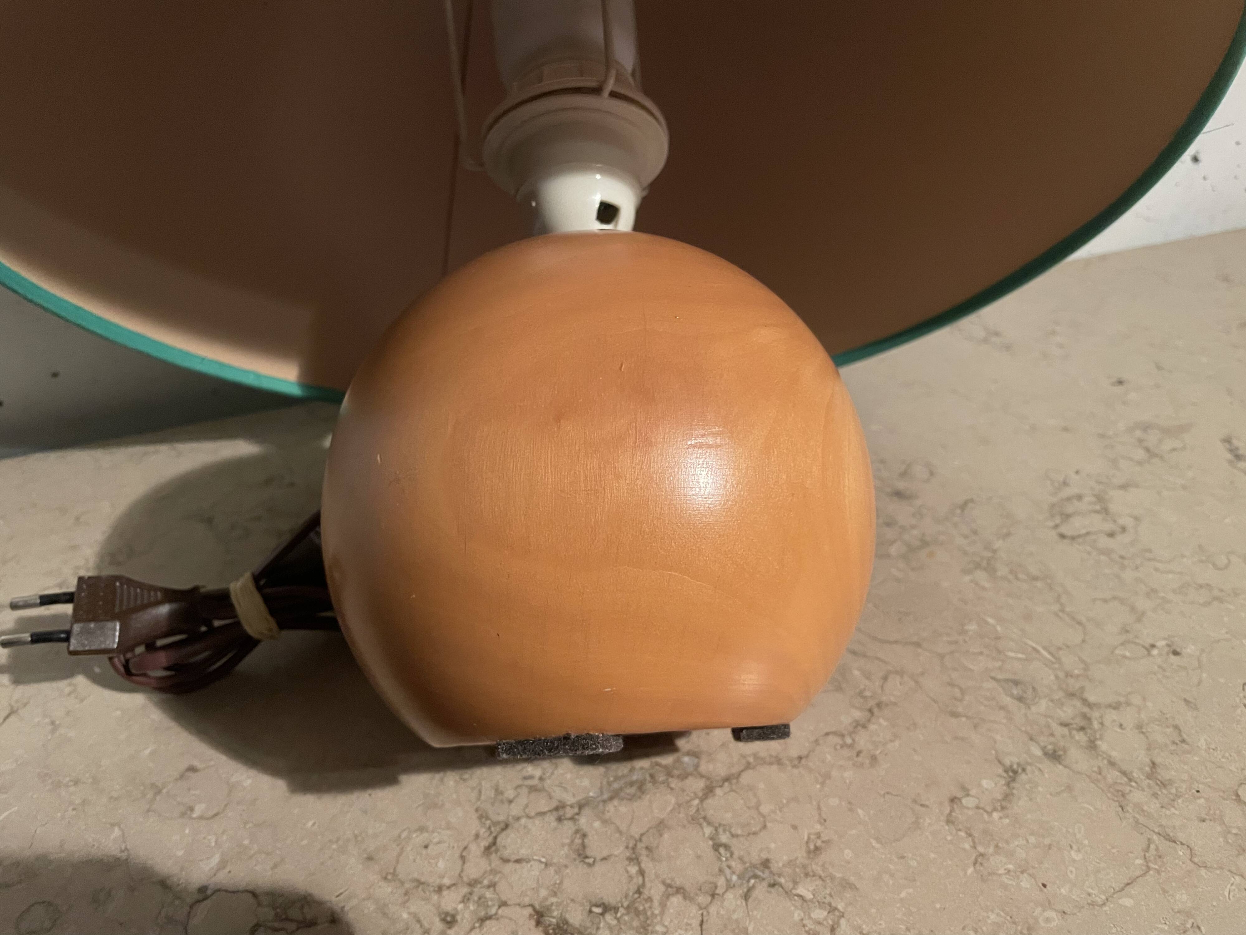 Lampe boule en bois années 80