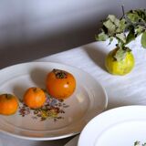 Flat french antique faience of Lunéville China Keller & Guerin 1889 "Chaillot of Vercor" décor of flowers