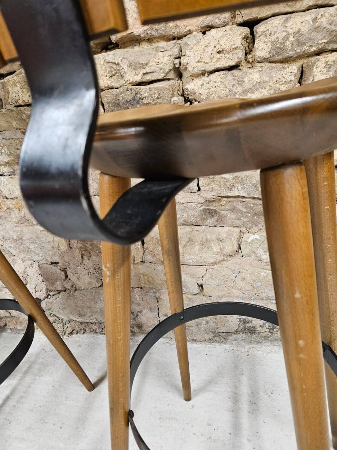 Lot de 3 tabourets de bar 1970 vintage