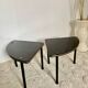Pair of vintage 1960s side tables – wood veneer & brass, metal legs