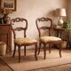 Antique Louis-Philippe chairs in walnut and fabric, 19th century