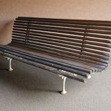 Garden bench with cast iron legs, Art Nouveau style.