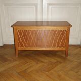 Oak bench chest and rattan of the years 1950