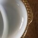 White opaline serving dish, Fire King brand Made in USA, golden edging, 50s
