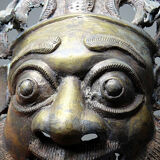 Vintage bronze African mask from Bamoun, Cameroon.