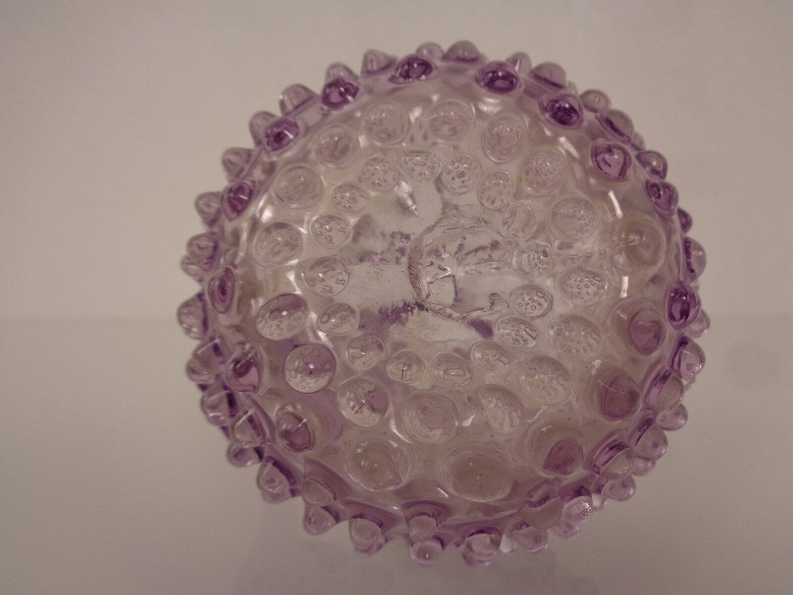 Italian pink bubble glass decanter with stopper, 1960s