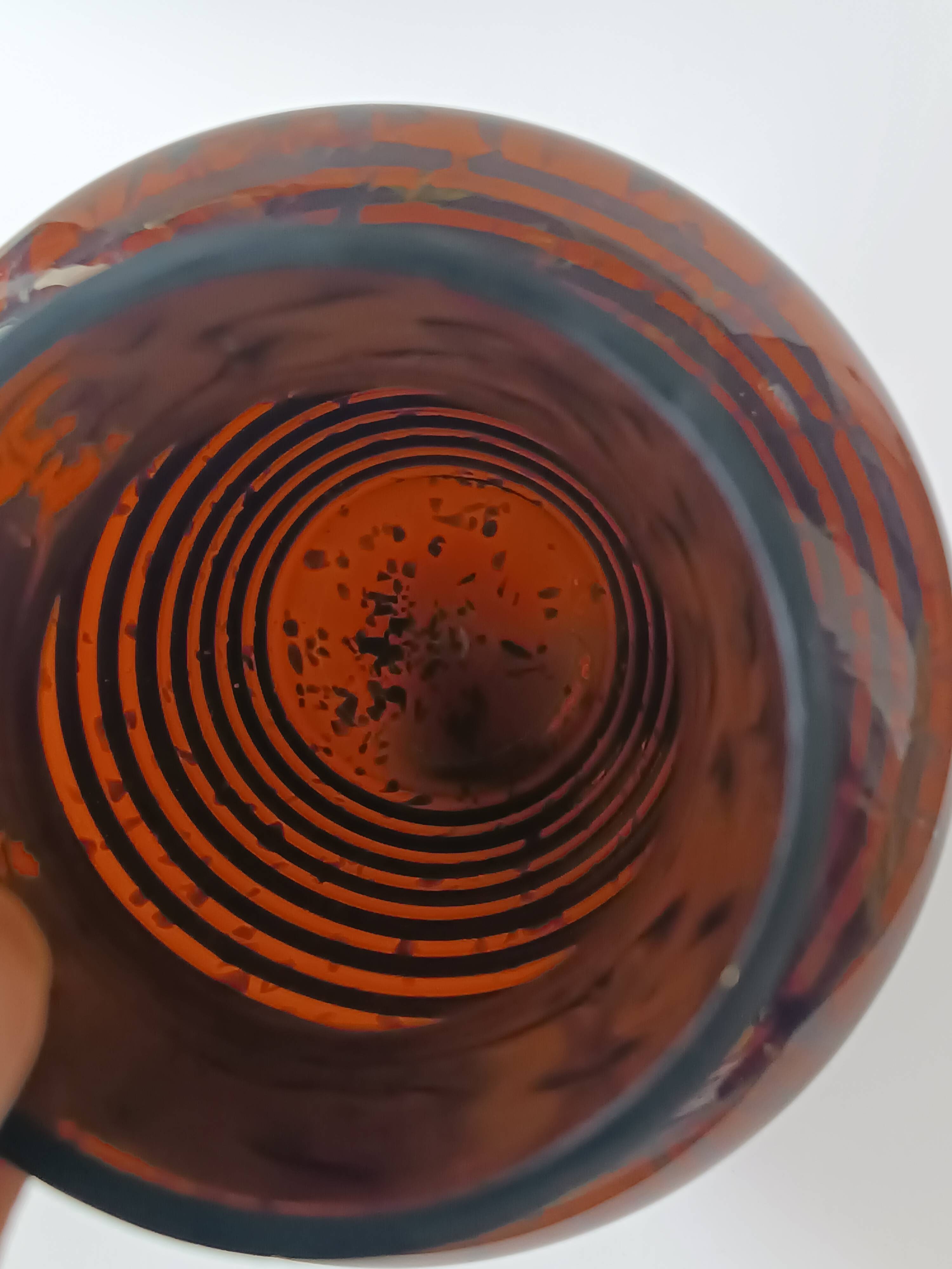 Vintage speckled amber blown glass conical vase