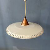 Vintage Louis Kalff enamel opaline glass pendant lamp