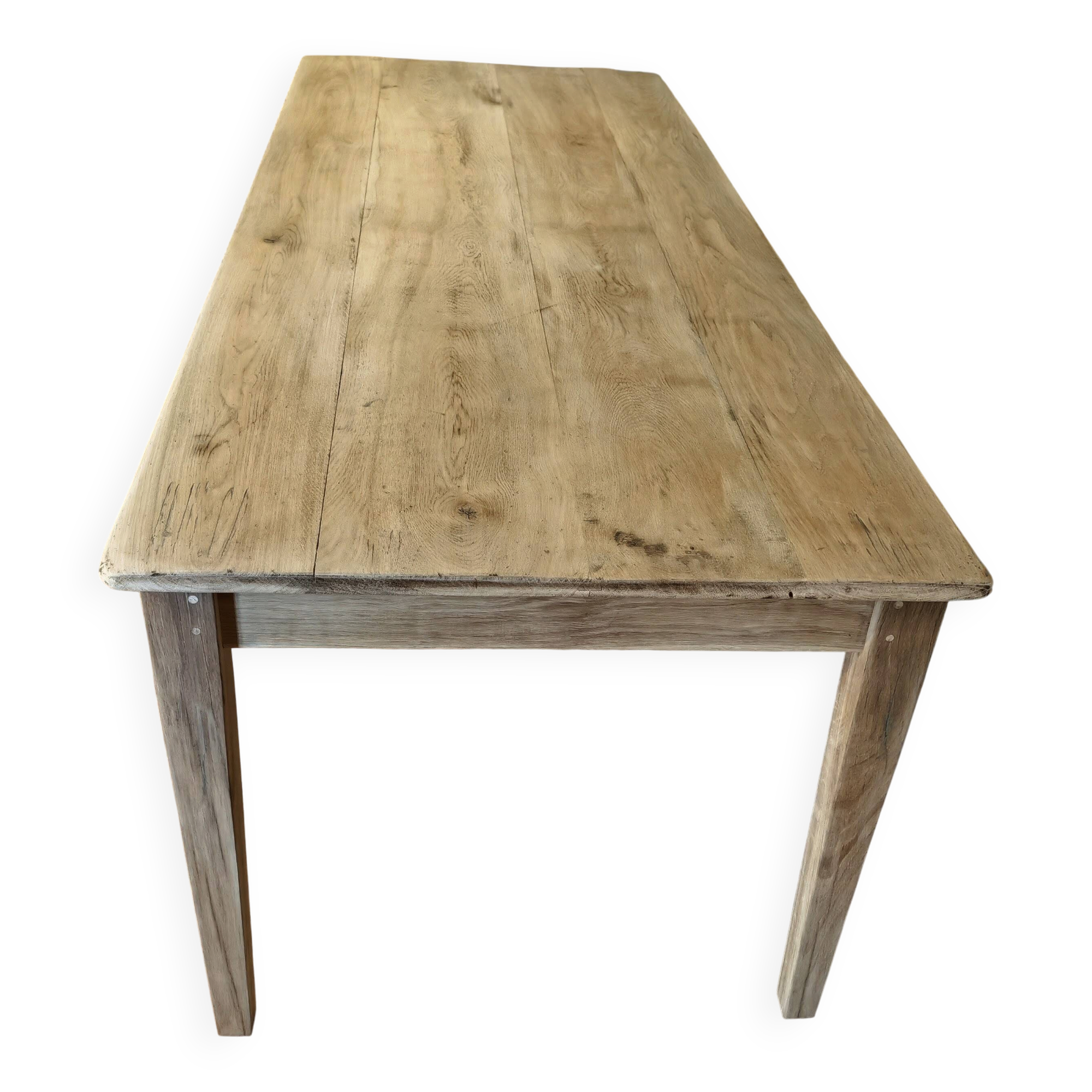 French solid oak farmhouse table 239x89 Raw patinated