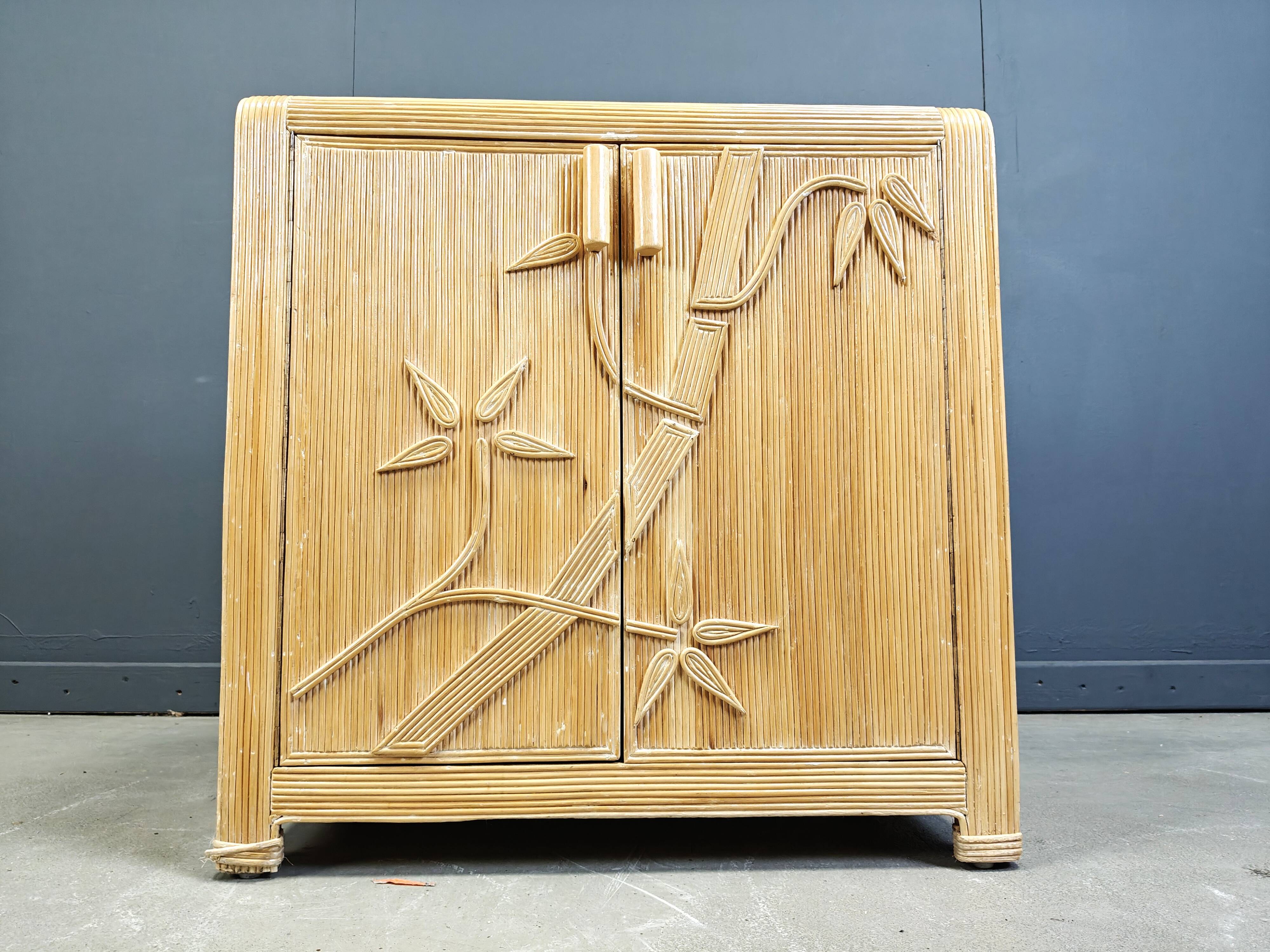 Vintage tropical split reed cabinet, 1970s