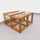 Vintage square coffee table in pine and smoked glass from the 70s and 80s.