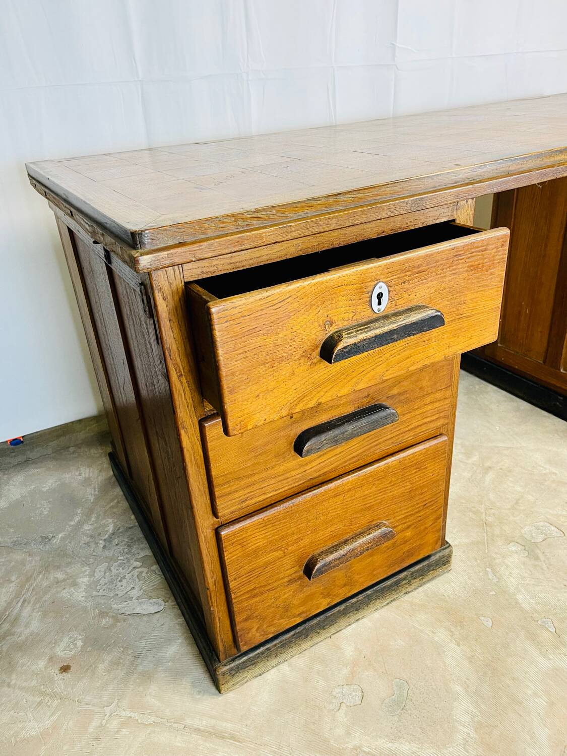 Wooden desk with pedestals