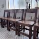 Set of 4 Savoyard pine folk art chairs from the 1950s.