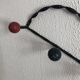 Portemanteau vintage 1960 coeur 5 patères boules bois - 60 cm