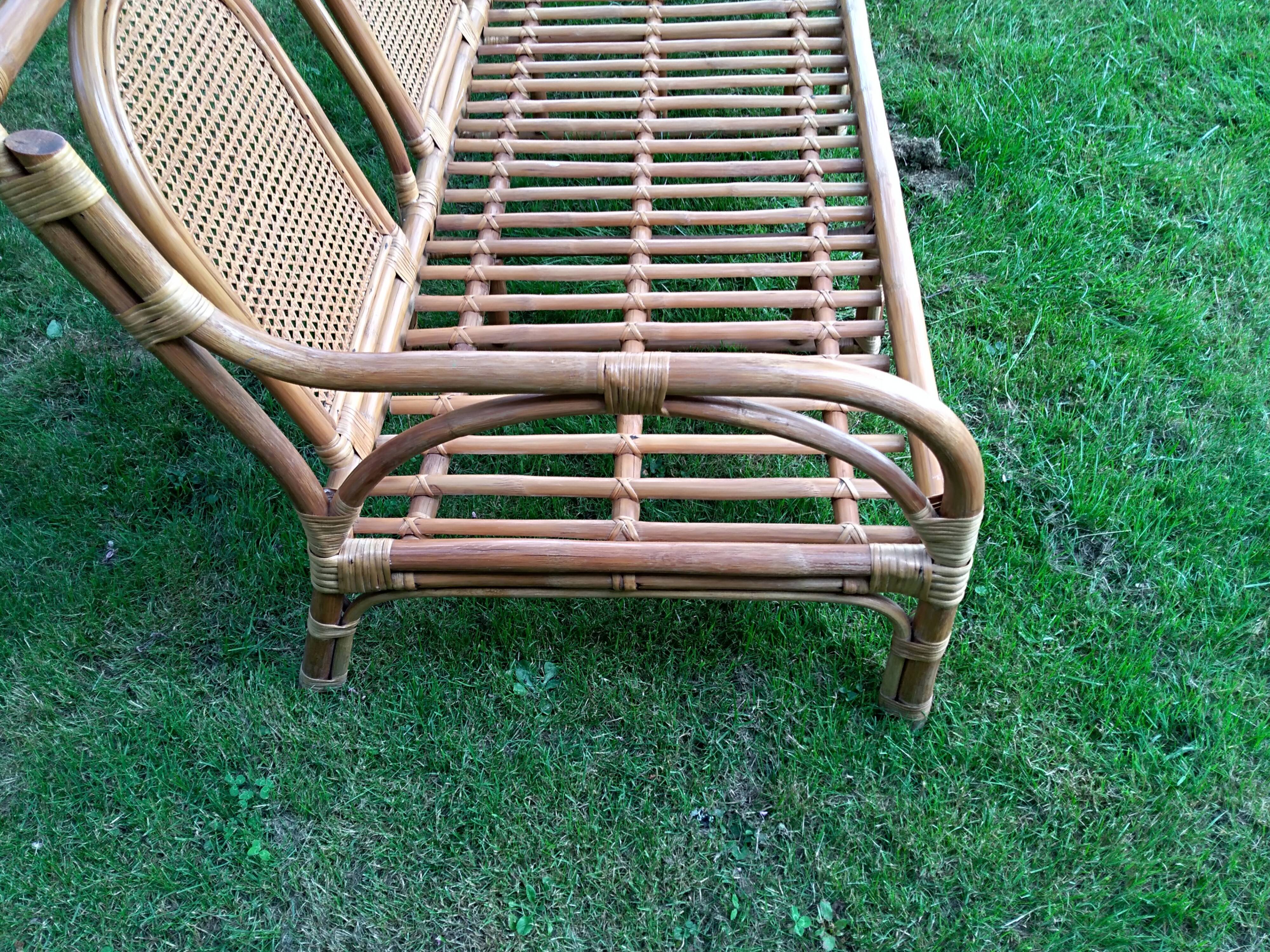 Bench vintage rattan 3 seats